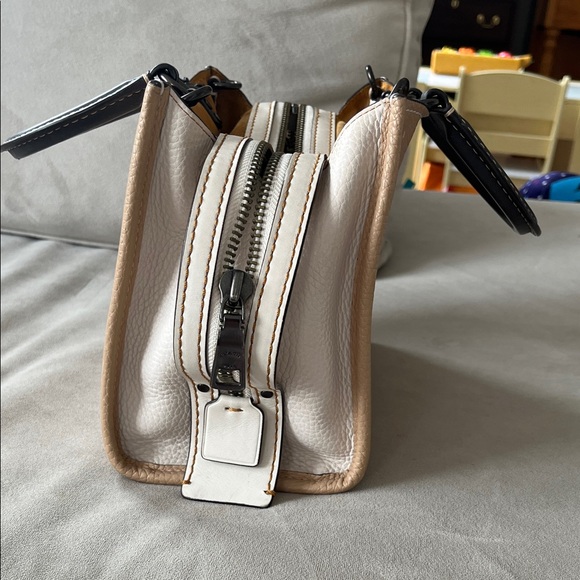 Coach Beige and Black Leather Satchel - Picture 4 of 9